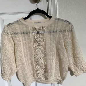 Zara cream colored see through blouse